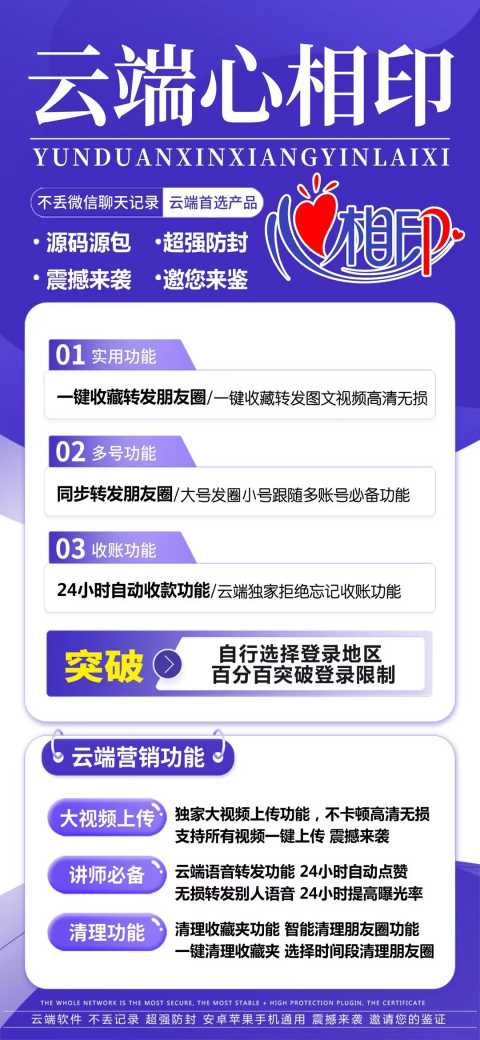 云端心相印官网_克隆朋友圈大号跟小号_微信转发软件 - 激活码授权购买指南