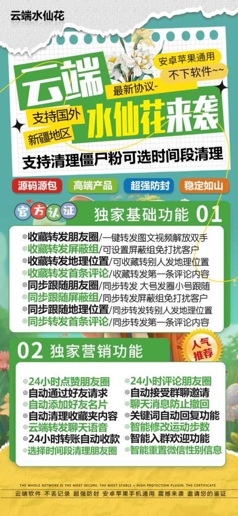 云端水仙花官网_微信同步转发朋友圈软件_官方微信一键转发 - 激活码授权购买指南